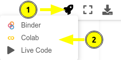 Google Colab example button